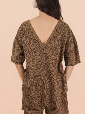 Leopard Print V Back Romper